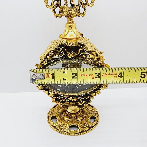 Vtg STYLEBUILT Ormolu Gilt Ornate Filigree Rococo Regency Vanity Perfume Bottle - Picture 13 of 14